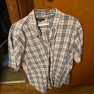 Burberry Beige and Black Checkered Shirt